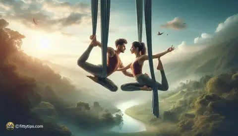 Aerial yoga for couples: Strengthening bonds through flexibility practice - image